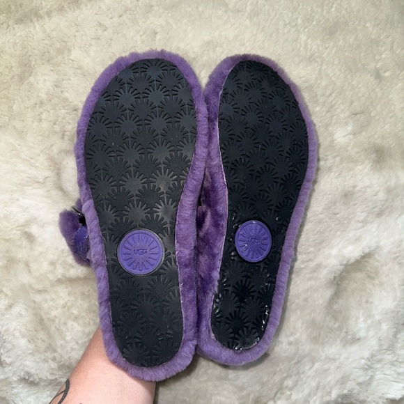 UGG Fuzz Yeah Violet Blue Buckle Slip-On Sandals Purple Women's Size 8 Purple - Picture 6 of 7